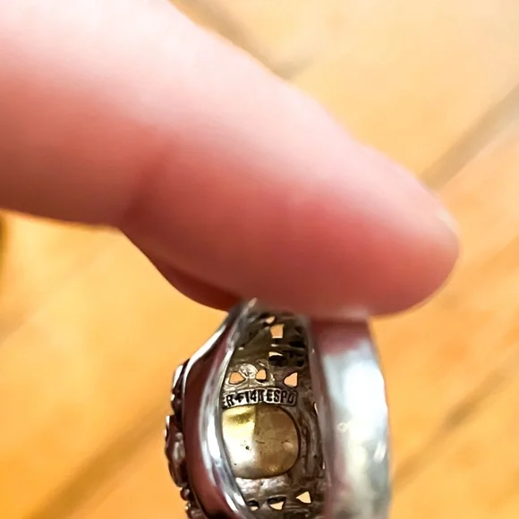 Antique 14k ESPO Yellow Gold Sterling Silver Ring 925 Joe Esposito Size 7-7.5 - Picture 3 of 5